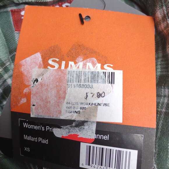 NWT Simms green Mallard Plaid Primaloft Blend flannel shirt ladies size XS - Picture 9 of 10